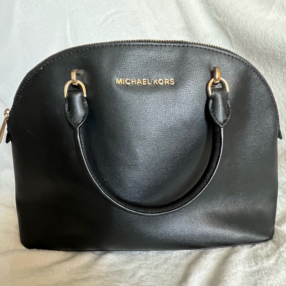 Michael Kors, Black,  Emmy Dome Satchel Handbag, Used in Good Condition